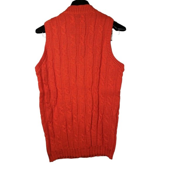 VTG 80s Cable Knit Cardigan Sweater Vest Wool Granny Mr Rogers Cottagecore Twee - Picture 3 of 4